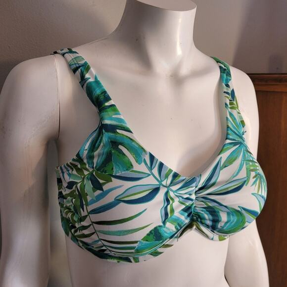 NWT Shade & Shore Bikini Top Sz 36DD Botanical Print Fern Vacay Tropical Swim - Picture 6 of 10